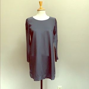 Gray Silk fringed shoulder tunic top shirt dress